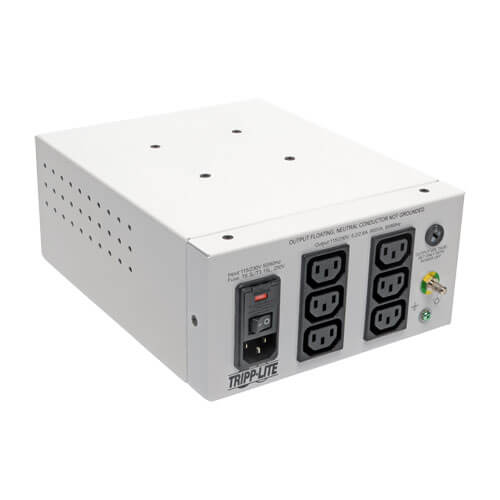 Dual-Voltage 115/230V 600W 60601-1 Medical-Grade Isolation Transformer C14 Inlet, 6 C13 Outlets